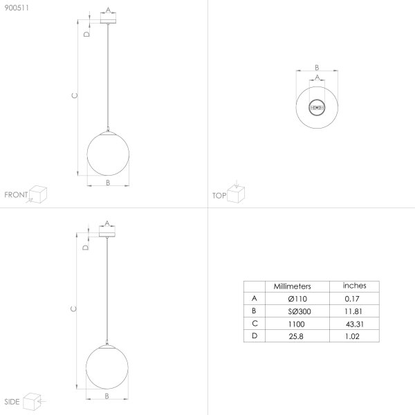 Eglo 900511 - Lampadario a sospensione con filo RONDO 1xE27/40W/230V