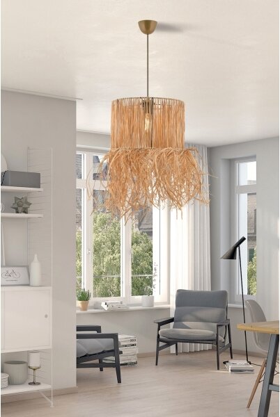 Lampada a sospensione con cavo NESS 1xE27/40W/230V in rafia