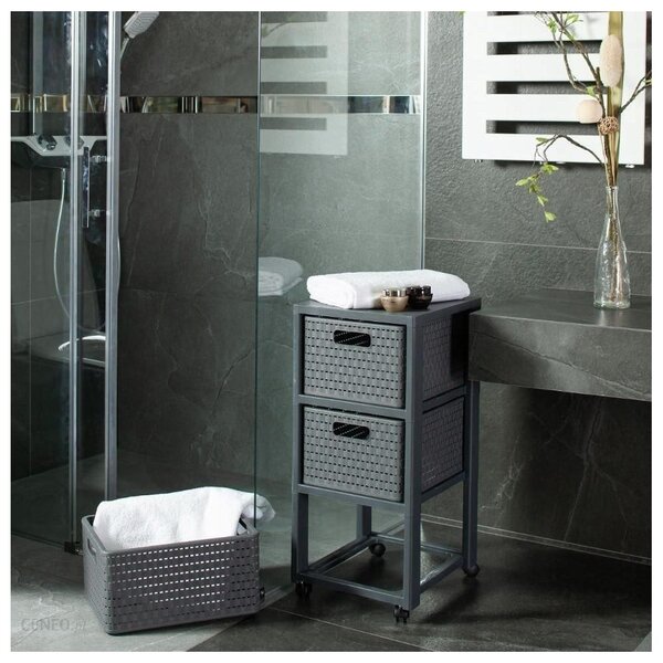 Mobiletto da bagno in plastica antracite 32,5x71 cm Country - Rotho