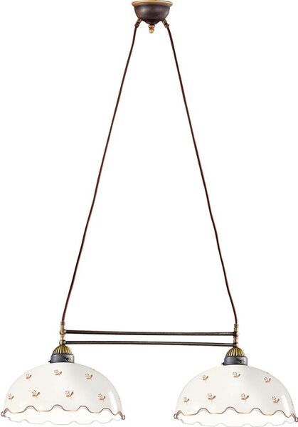 Kolarz 731.82.161 - Lampadario a sospensione con cavo NONNA 2xE27/75W/230V, motivo floreale, finitura oro rosa