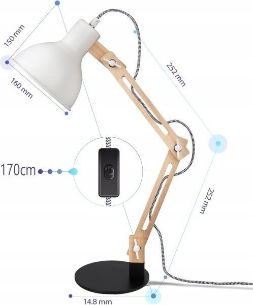Lampada da tavolo 1xE27/40W/230V bianca/nera