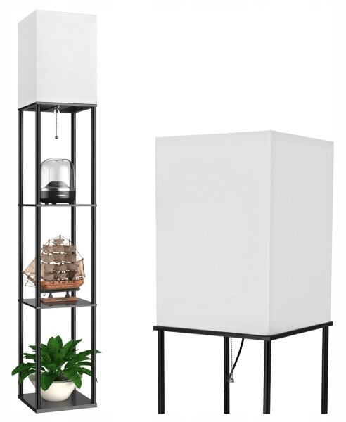 Lampada da terra con mensole 1xE27/40W/230V nero/bianco