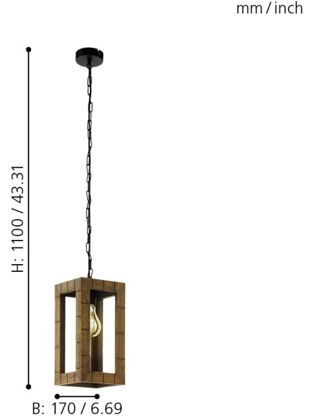 Eglo 43105 - Lampadario a catena TAKHIRA 1xE27/60W/230V acero