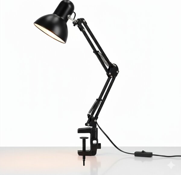 Lampada da tavolo con morsetto 1xE27/60W/230V nera