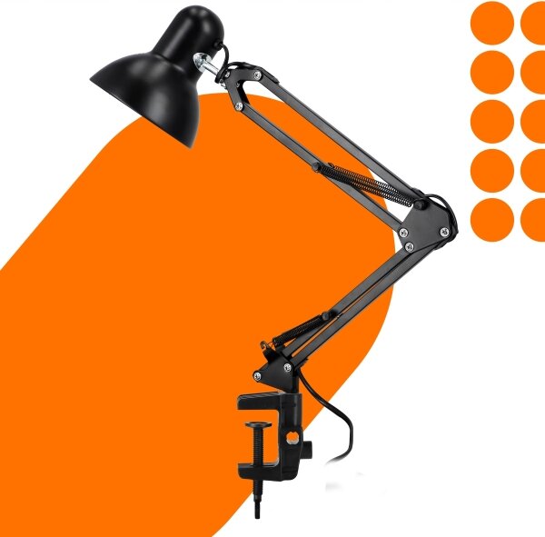 Lampada da tavolo con morsetto 1xE27/60W/230V nera