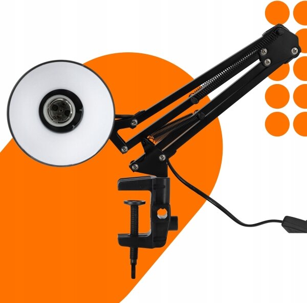 Lampada da tavolo con morsetto 1xE27/60W/230V nera