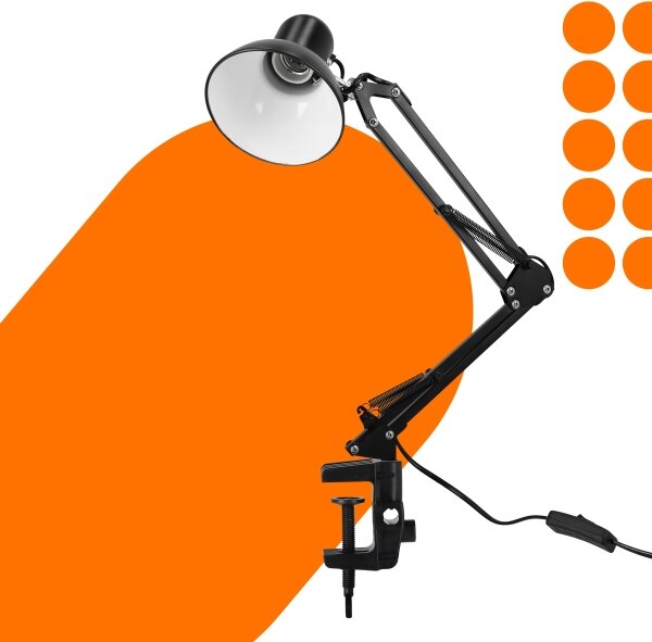 Lampada da tavolo con morsetto 1xE27/60W/230V nera