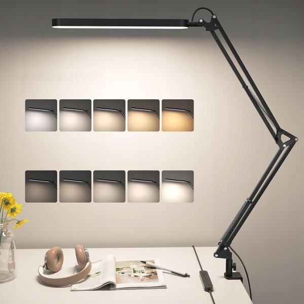 Lampada da tavolo LED dimmerabile con clip LED/10W/5V 3000/4000/6000K nera