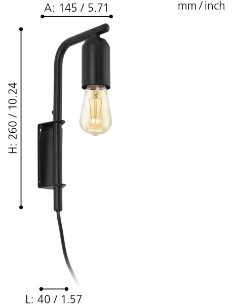 Eglo 98064 - Applique ADRI 1xE27/60W/230V