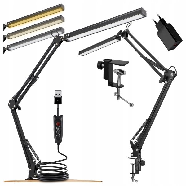 Lampada da tavolo LED dimmerabile con clip LED/10W/5V 3000/4000/6000K nera