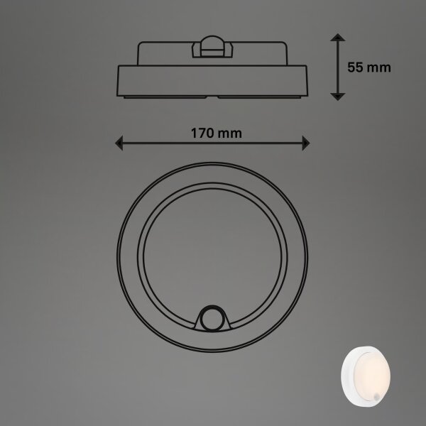 Brilo - lampada da parete ricaricabile per esterni con sensore, LED 4W/5V, batteria 4400 mAh, IP44, bianca