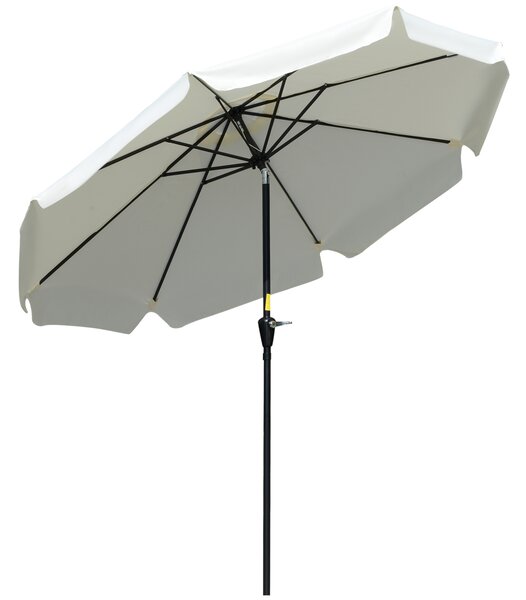 Outsunny Ombrellone Rotondo Inclinabile con Manovella, in Alluminio, Metallo e Poliestere, Ø266x248.5 cm, Bianco Crema