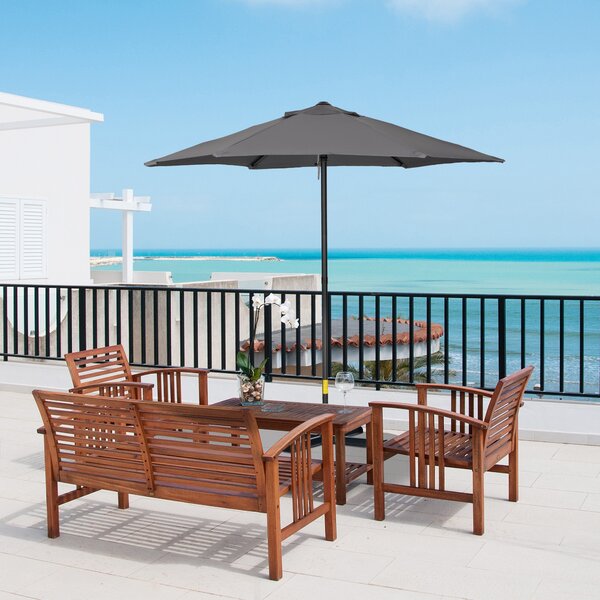 Outsunny Ombrellone da Giardino 2x2 m a 6 Stecche con Presa d'Aria, in Alluminio, Metallo e Poliestere Grigio Scuro