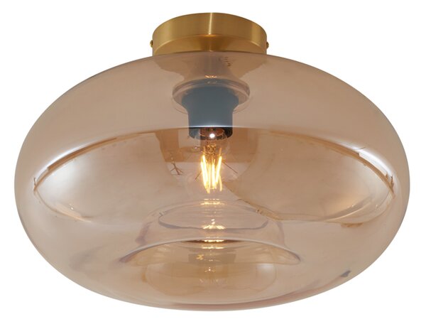 Lampada da soffitto Art Déco ottone con vetro ambra 40 cm - Busa