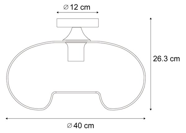 Lampada da soffitto Art Déco nera con vetro fumé 40 cm - Busa