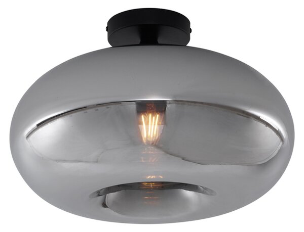 Lampada da soffitto Art Déco nera con vetro fumé 40 cm - Busa