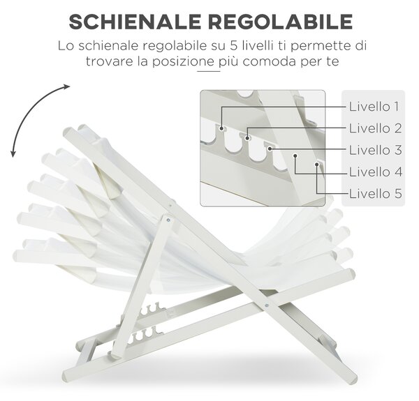 Outsunny Set 2 Sedie Poltrona Sdraio da Esterni, Pieghevoli e Reclinabili, in Alluminio, 96.5x58x91.5 cm, Beige