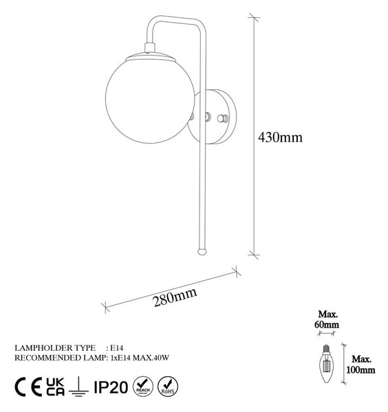 Lampada da parete bianca/color ottone Viran – Opviq lights