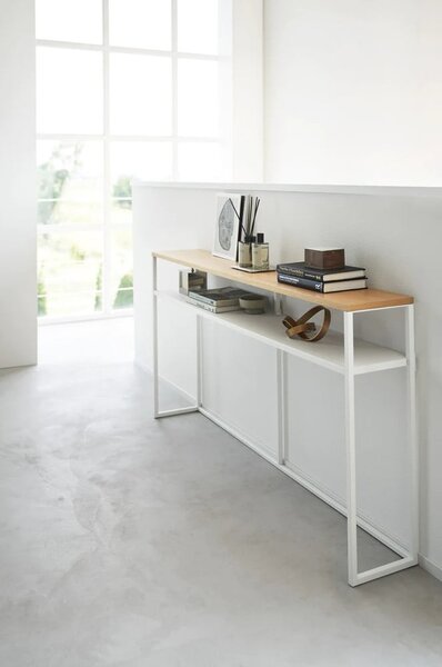 Tavolo consolle bianco/in marrone chiaro con effetto frassino 20,5x126 cm Tower - YAMAZAKI