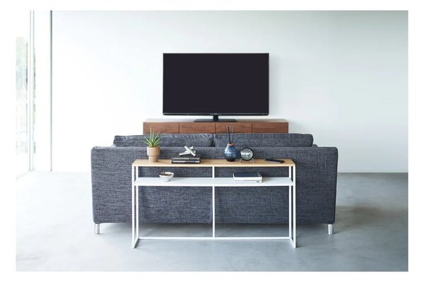Tavolo consolle bianco/in marrone chiaro con effetto frassino 20,5x126 cm Tower - YAMAZAKI