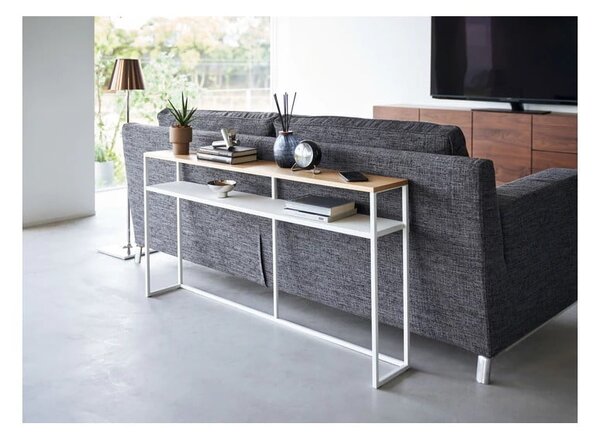 Tavolo consolle bianco/in marrone chiaro con effetto frassino 20,5x126 cm Tower - YAMAZAKI