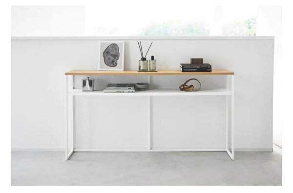 Tavolo consolle bianco/in marrone chiaro con effetto frassino 20,5x126 cm Tower - YAMAZAKI