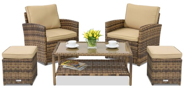 Mobili da giardino Monaco Terrace + 2 pouf Garden Point marrone