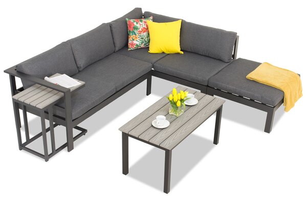 Divano angolare moderno Cardiff in alluminio di Garden Point antracite
