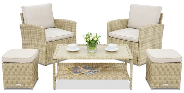 Mobili da giardino Monaco Terrace + 2 pouf Garden Point beige