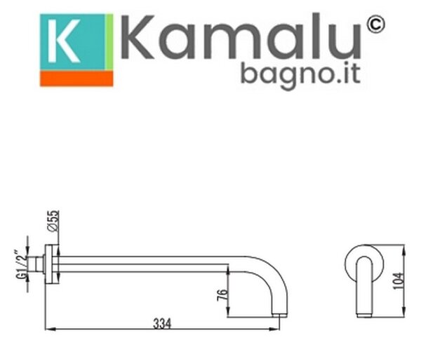 Set doccia a incasso colore nero e oro rosa | KAM-KANDA NERO-RG - KAMALU