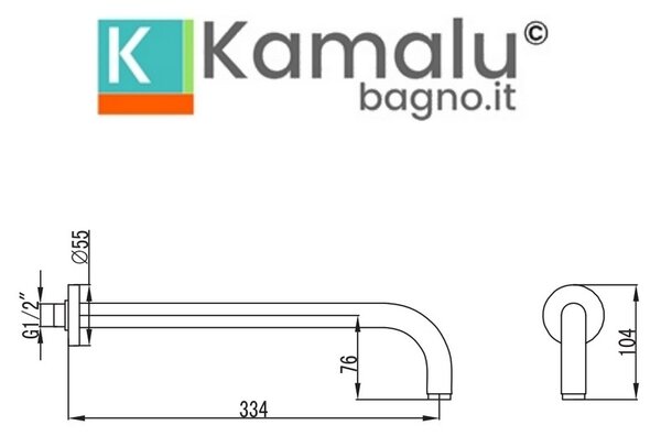 Braccio doccia curvo finitura lucida | KAM-KANDA CROMO - KAMALU