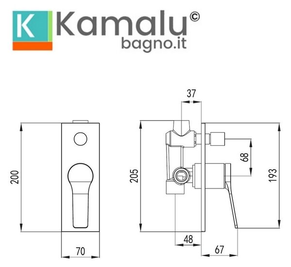 Set doccia a incasso colore nero e oro rosa | KAM-KANDA NERO-RG - KAMALU