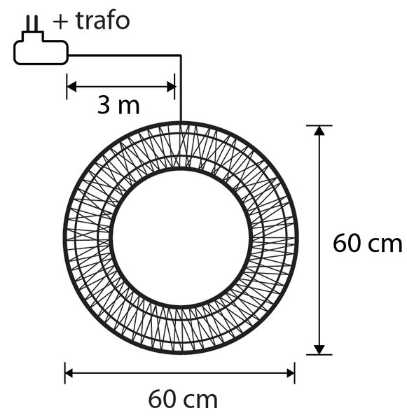 Lampada a sospensione natalizia a forma di ghirlanda argento 60 cm con LED IP44 - Nawa