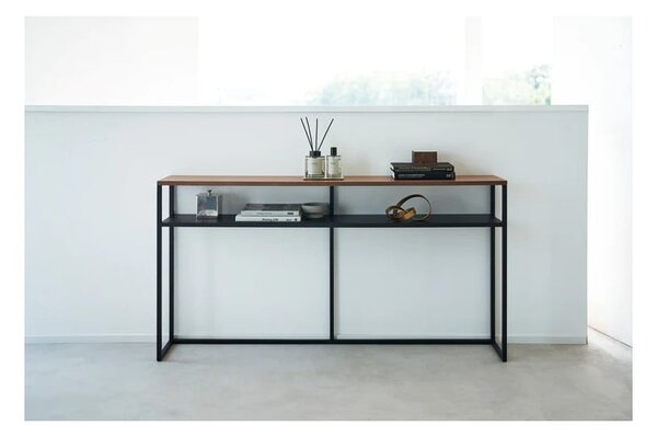 Tavolo consolle nero/in marrone scuro con effetto frassino 20,5x126 cm Tower - YAMAZAKI