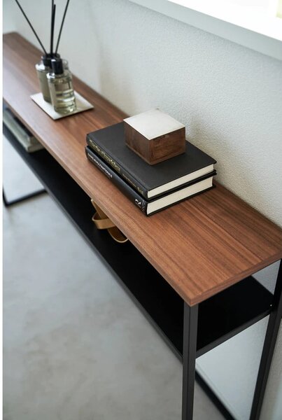 Tavolo consolle nero/in marrone scuro con effetto frassino 20,5x126 cm Tower - YAMAZAKI