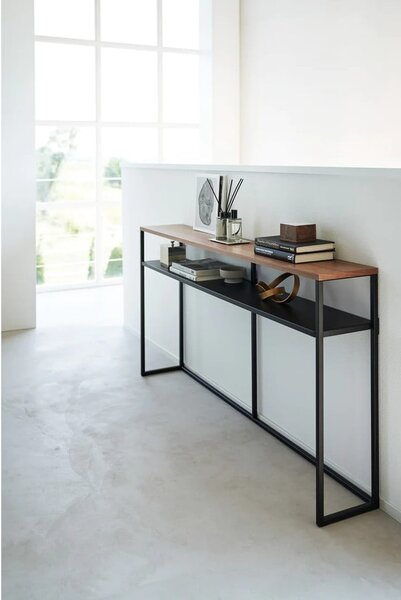 Tavolo consolle nero/in marrone scuro con effetto frassino 20,5x126 cm Tower - YAMAZAKI