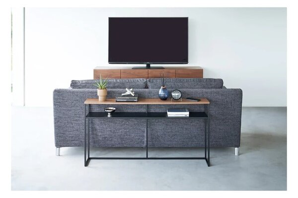 Tavolo consolle nero/in marrone scuro con effetto frassino 20,5x126 cm Tower - YAMAZAKI