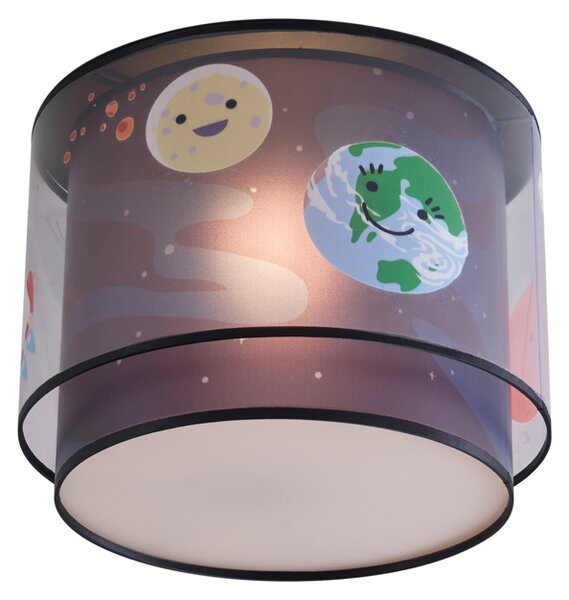 Plafoniera per bambini nera con astronave e stelle - Harrie nello spazio