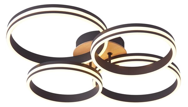 Plafoniera in legno con LED dimmerabile a 3 livelli 4 luci - Navara