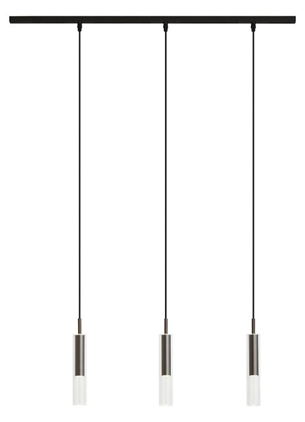 Sistema di illuminazione a binario moderno nero con 3 lampade a sospensione bronzo scuro 1-Fase - Slimline Loyce