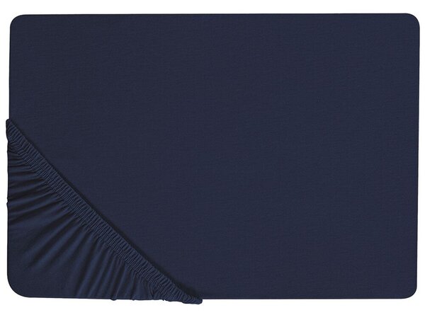 Coprimaterasso in cotone blu navy con bordi elastici 90 x 200 cm Beliani