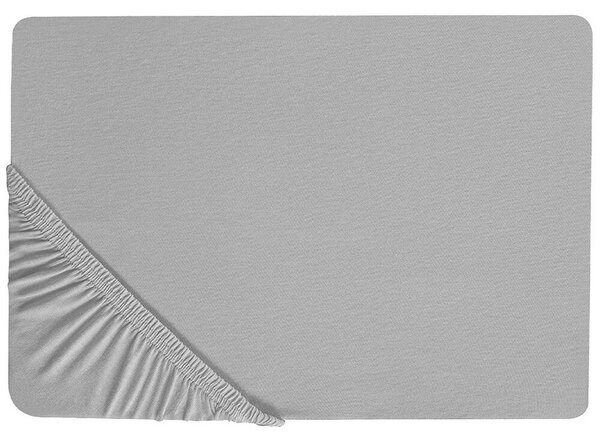 Coprimaterasso in cotone grigio chiaro con bordi elastici 90 x 200 cm Beliani