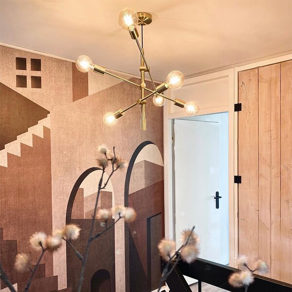 Lampada a sospensione Art Déco in ottone 6 luci - Sydney