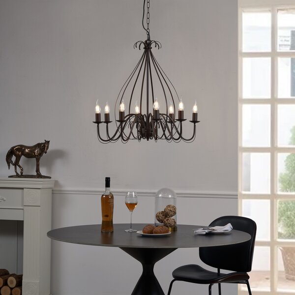 Lampadario classico marrone ruggine a 8 luci - Giuseppe