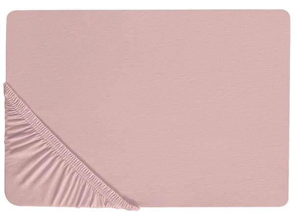 Coprimaterasso in cotone rosa con bordi elastici 90 x 200 cm Beliani
