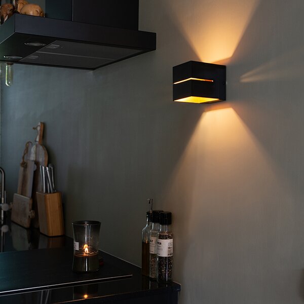 Applique da parete moderna nera e oro 9,7 cm - Transfer Groove