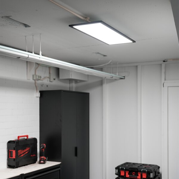 Plafoniera moderna nera con LED integrato 80 cm - Liv