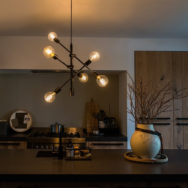 Lampada a sospensione industriale nera 6 luci - Sydney