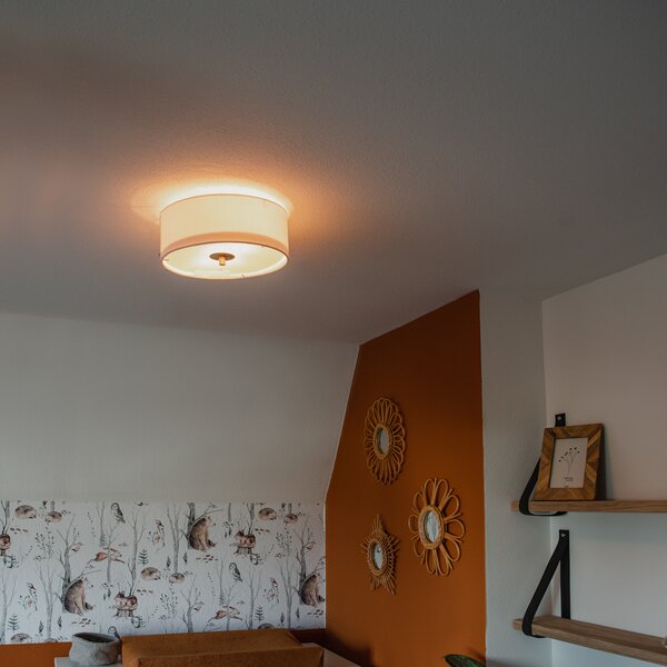 Lampada da soffitto rustica bianco/crema 30 cm - Drum Jute