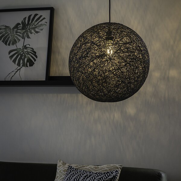 Lampada a sospensione nera 45 cm - Corda